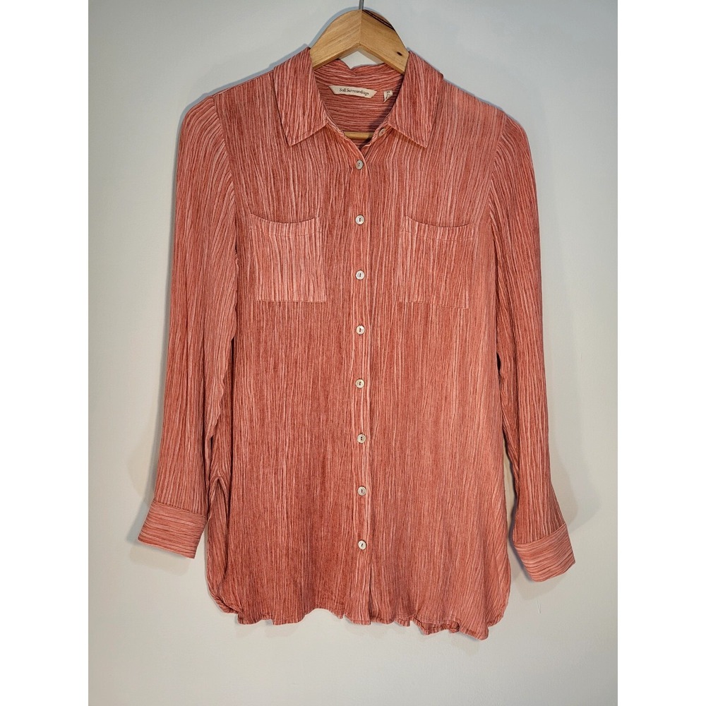 Soft Surroundings Women XS Terracotta Crinkle Viscose Button Back Tunic
